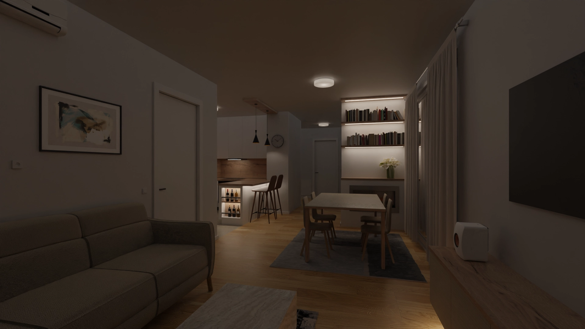 Dnevni boravak po noći